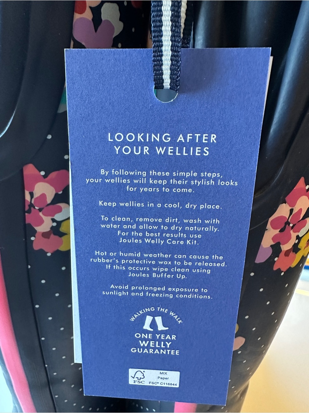 Joules Navy Floral & White Polka Dot Tall Rain Boots - Picture 6 of 11